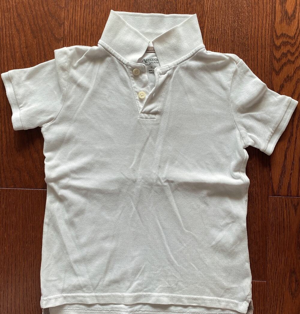 Arizona Boys White Short Sleeve Polo Shirt Size 7